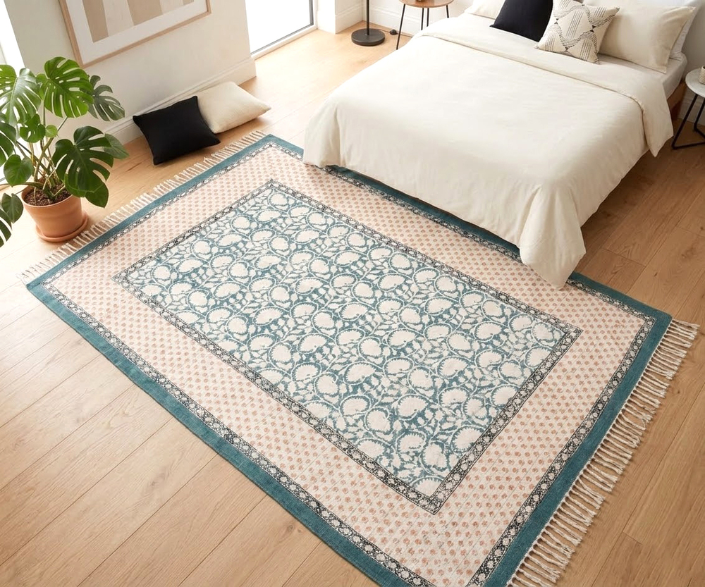 RTH08 Hand Block Printed Cotton Rug