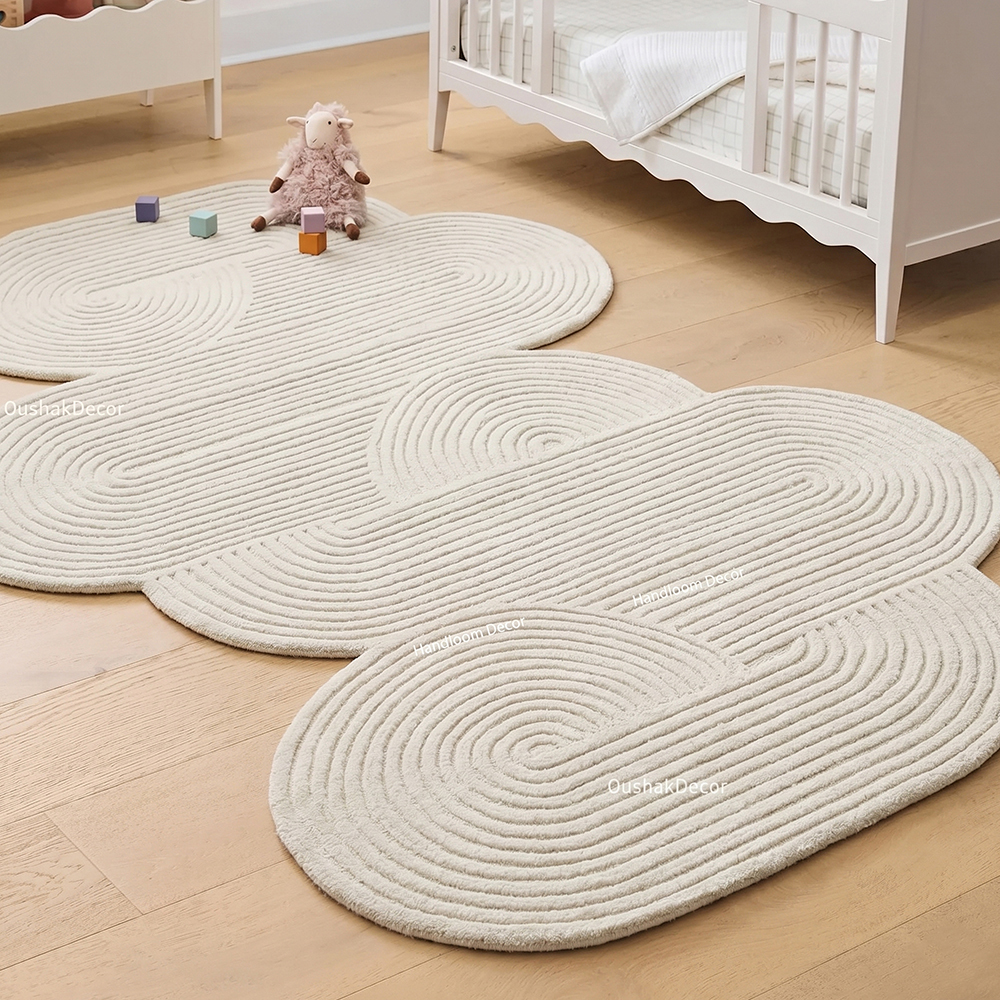 CR26 Ivory Off White Handmade Tufted Rug