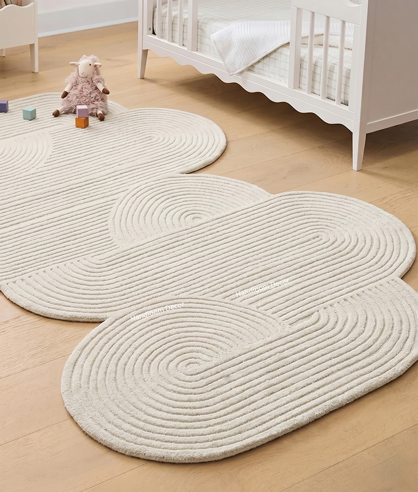 CR26 Ivory Off White Handmade Tufted Rug