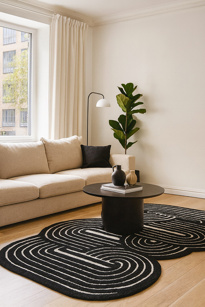 CR26 Black Handmade Tufted Rug