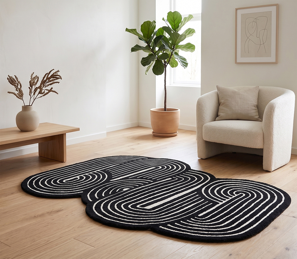 CR26 Black Handmade Tufted Rug