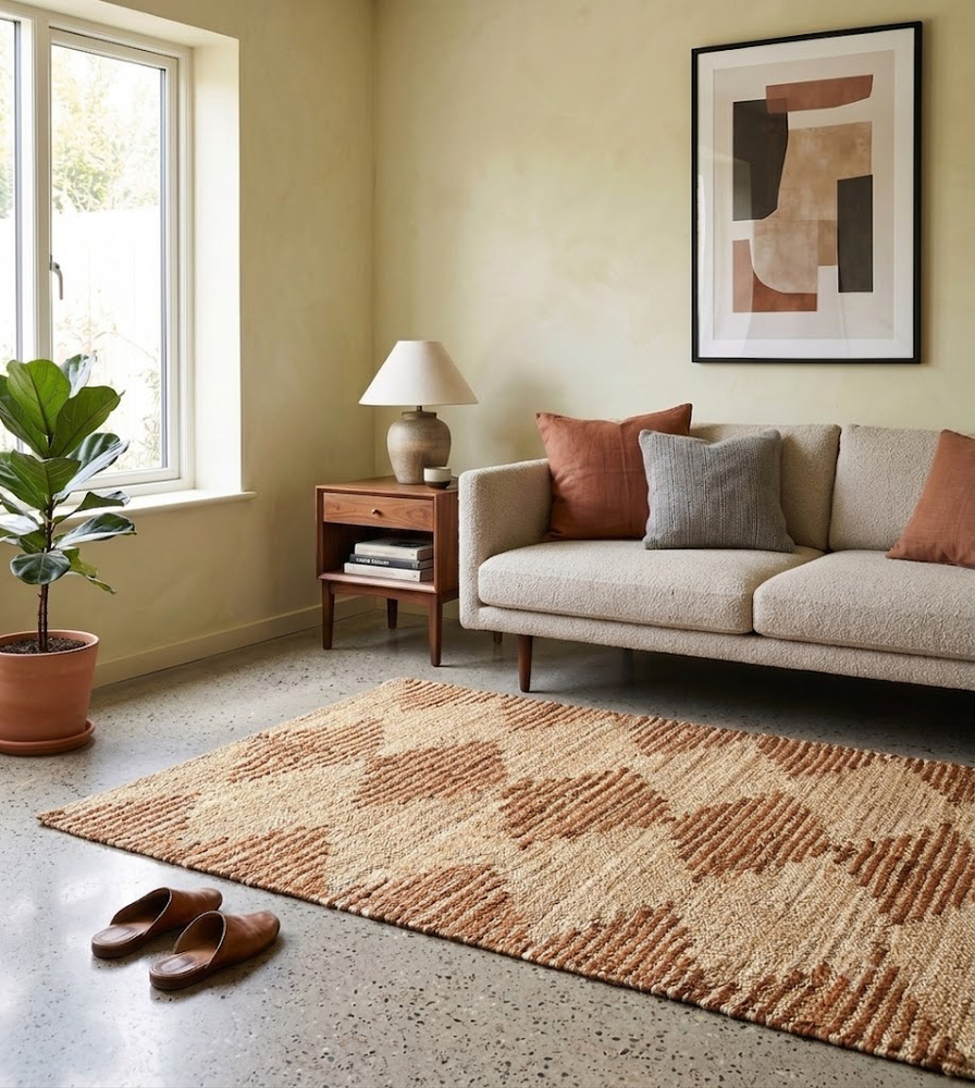 JR87 Natural Boho Geometric Tribal Rug