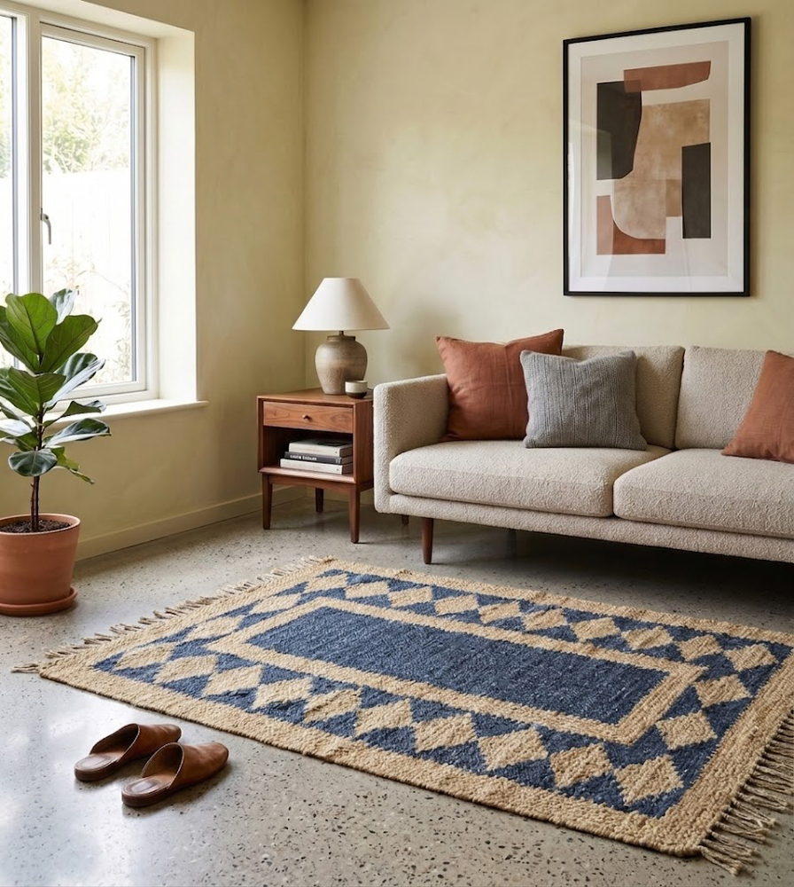 JR93 Blue Geometric Area Rug