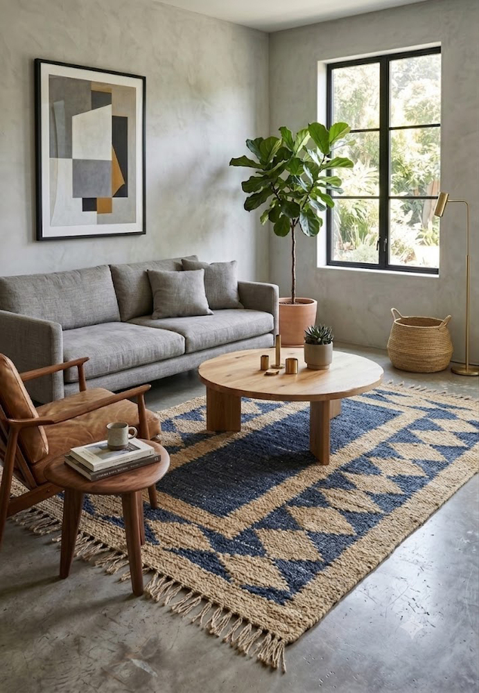 JR93 Blue Geometric Area Rug