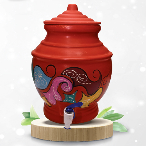 15 Ltr Plain Rajwadi Red Clay Water Pot