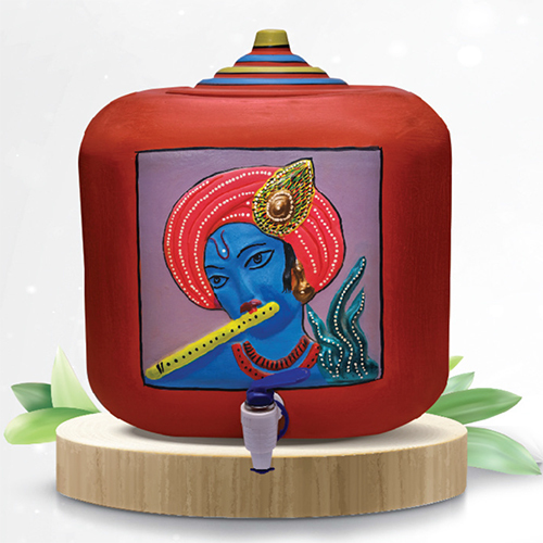 17 Ltr Shree Krishna Square Red Clay Water Pot