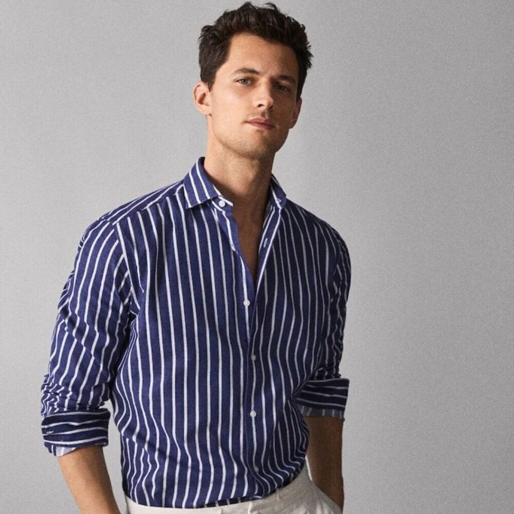 Men Slim Fit Striped Casual Shirt