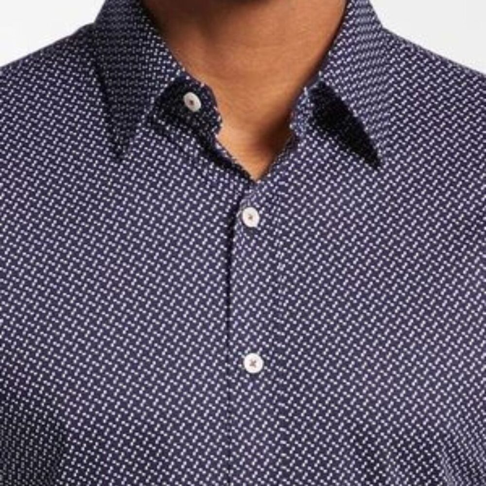 Mens Slim Fit Geo Print Dress Shirt