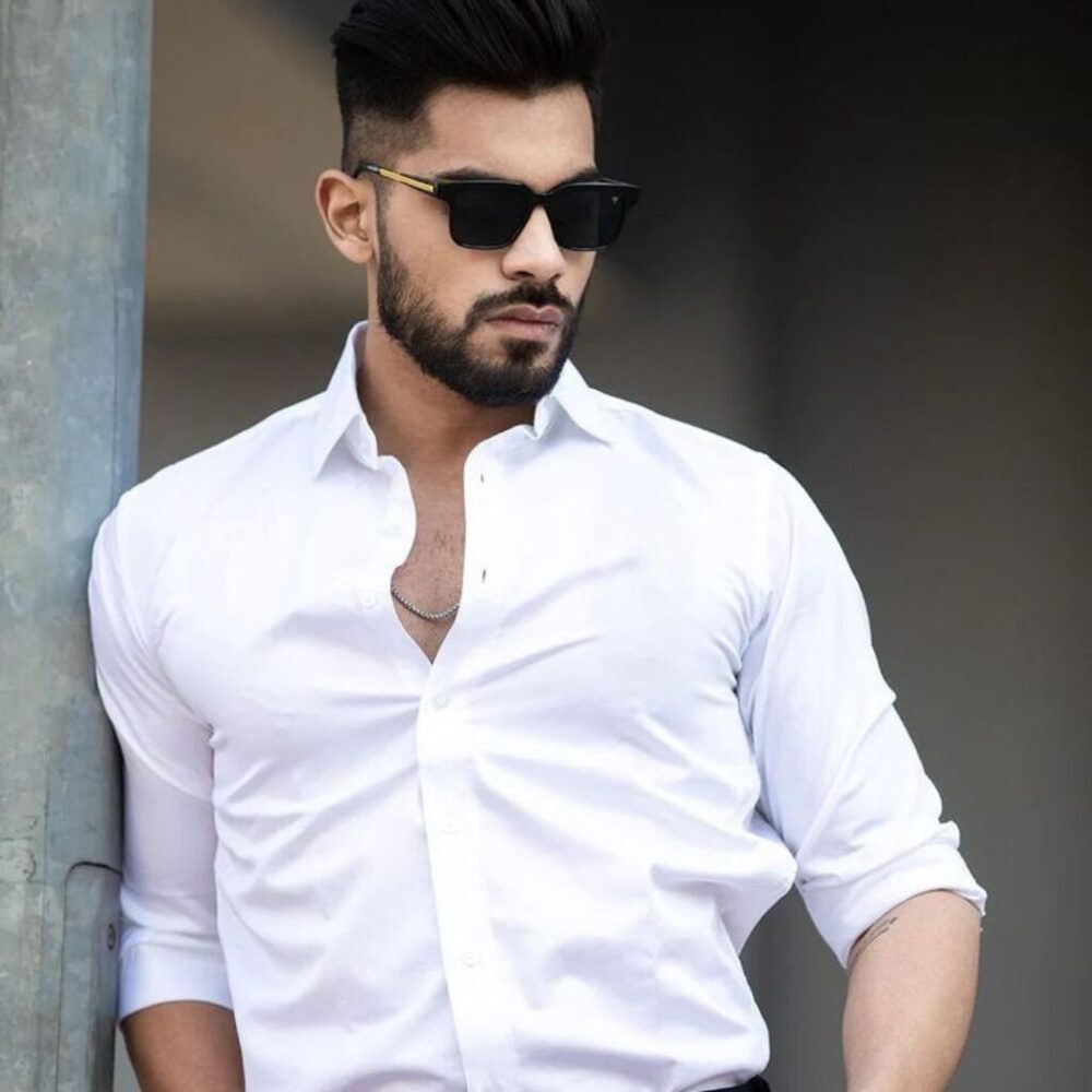Men White Slim Fit Casual Shirt