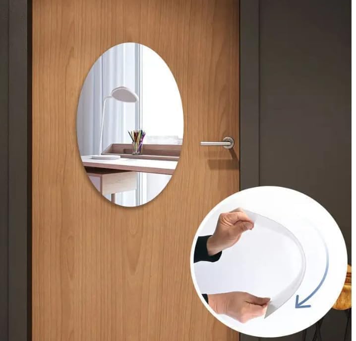 Oval Shape Sticker Mirror - Features: Rustproof