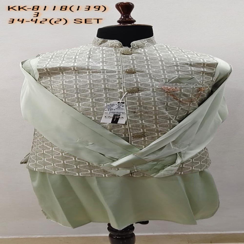 Mens Kurta Koti Set with Geometric Pattern