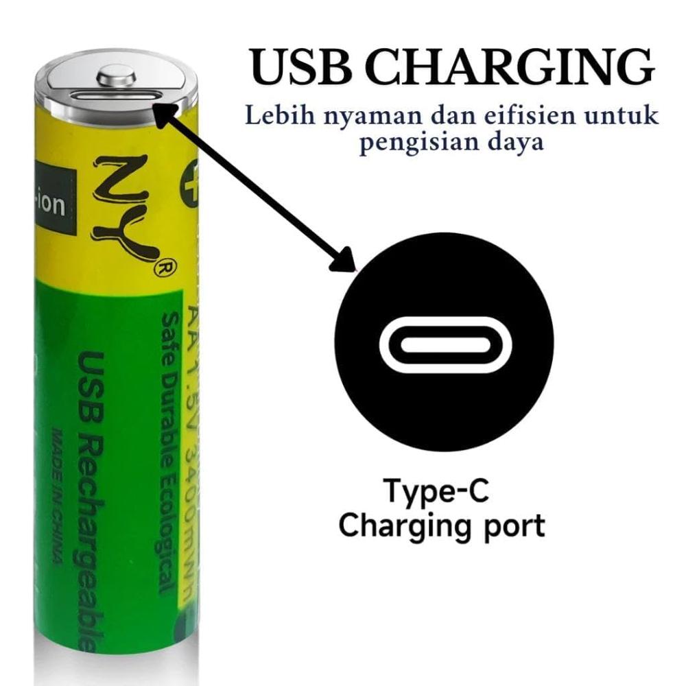 Type C Rechargeable Batteries (Pack