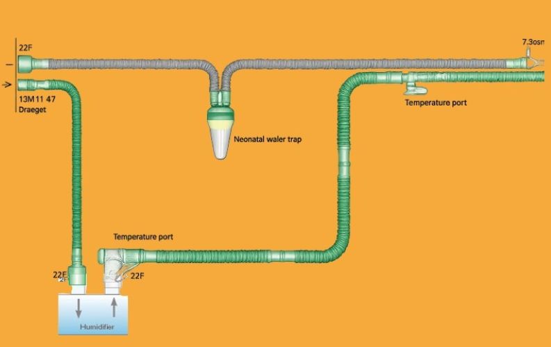 22Mm Flextube Breathing System With Water Traps, Ported Y-Piece And 0.8M Limb - Application: Ventilation