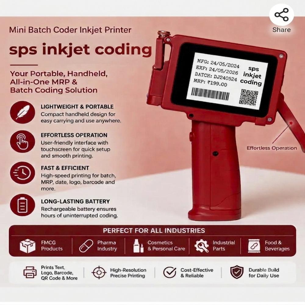 Mini Handheld Inkjet Printer With Handle - Automatic Grade: Automatic