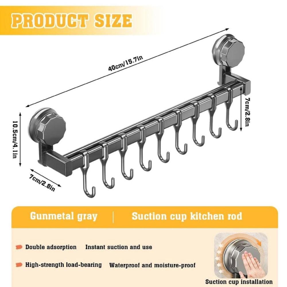 8 Hook Wall Mounted Hook Rack