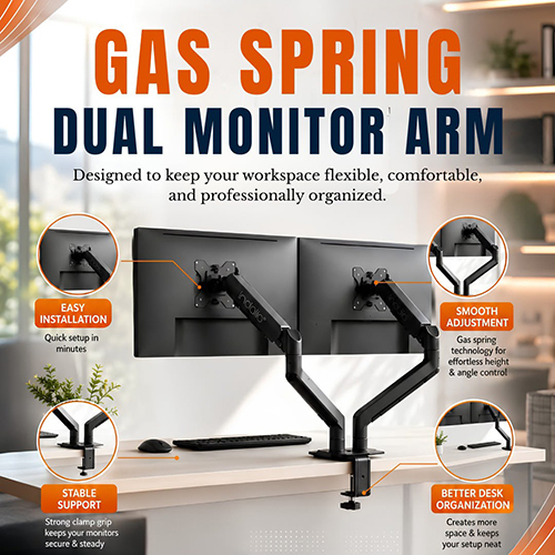 Gas Spring Dual Monitor Arm