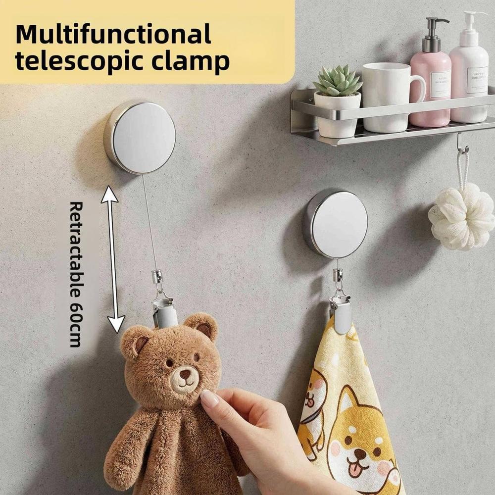 Stainless Steel Retractable Dish Towel Holder Clips