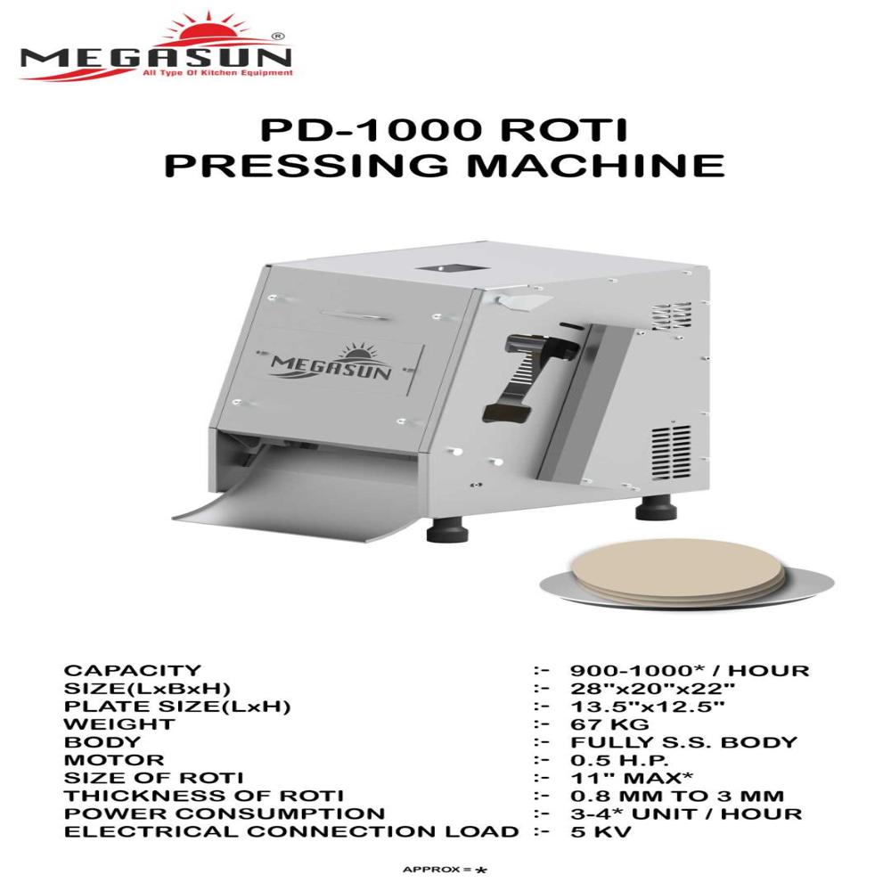 1000 Chapati Pressing Machine