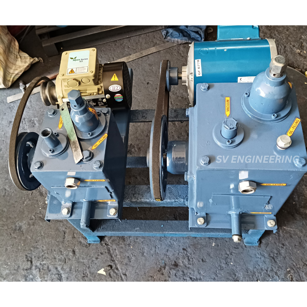 Oil Seal Vacuum Pump - Two Stage, 0.55 Kw Motor, Air Cooled, Tank Mounted | Hydraulic Oil, 10 Mâ³/h, 0.001 Mbar