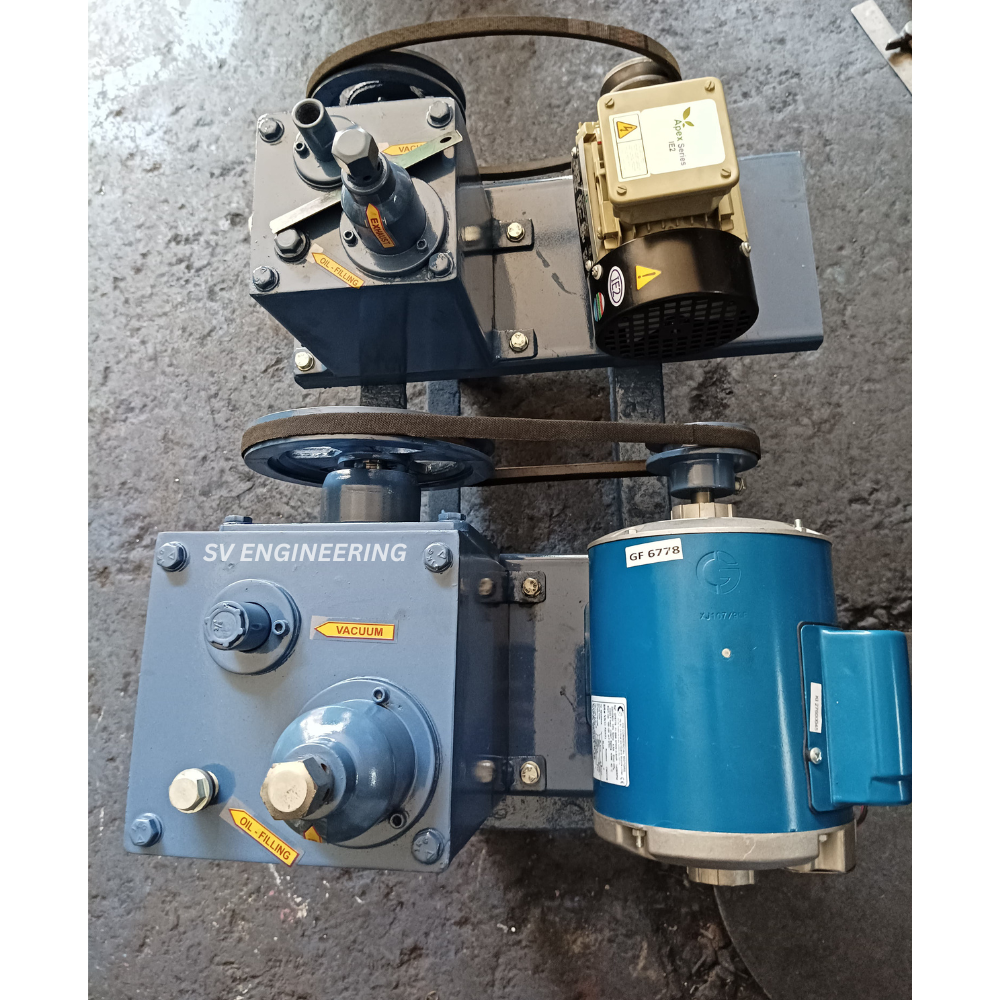Oil Seal Vacuum Pump - Two Stage, 0.55 Kw Motor, Air Cooled, Tank Mounted | Hydraulic Oil, 10 Mâ³/h, 0.001 Mbar