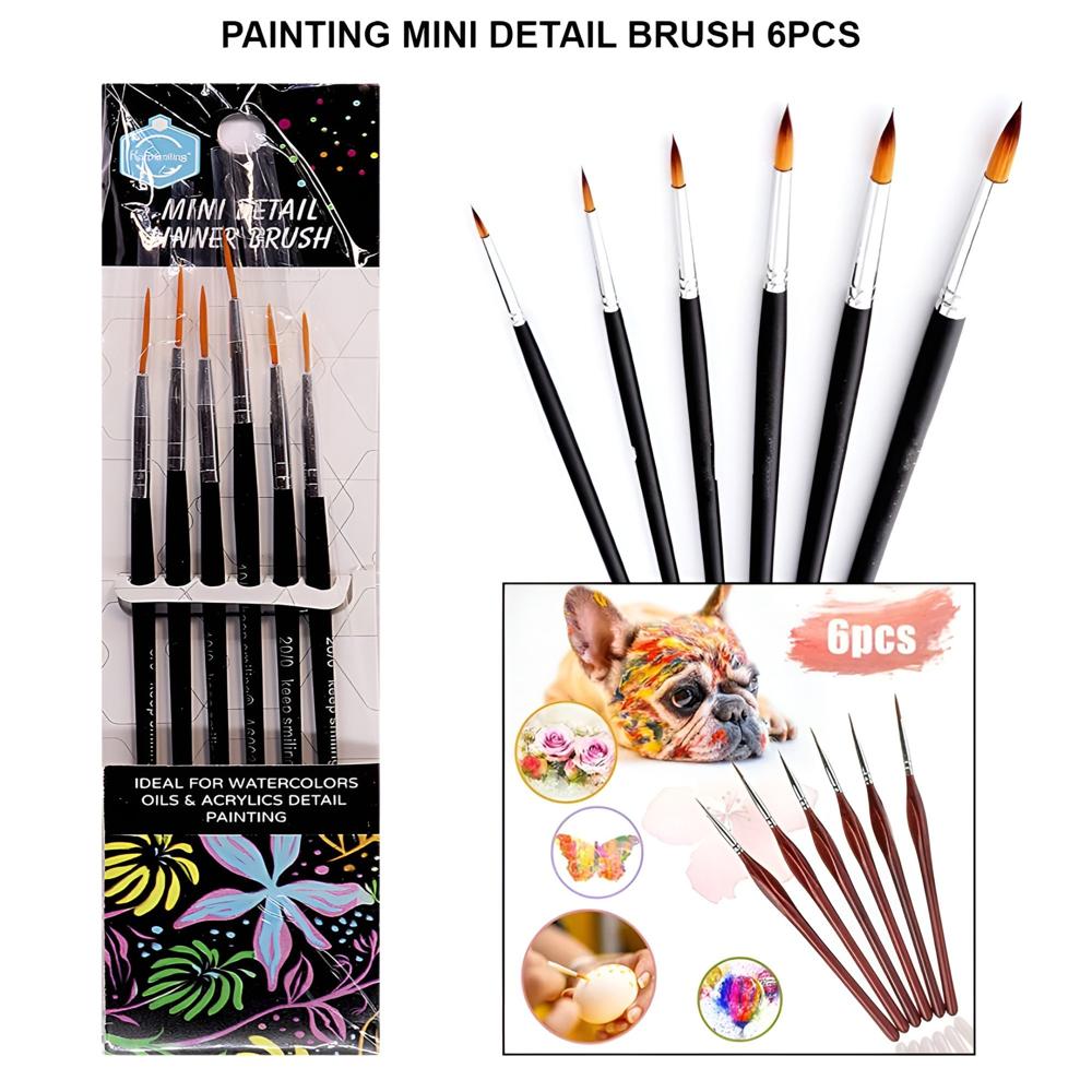 6Piece Orange Artist Paint Brush Set