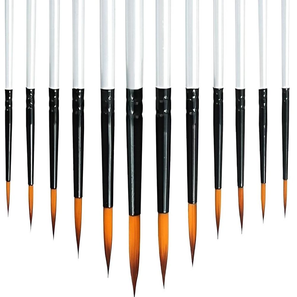 12Piece Dark Brown Artist Paint Brush Set