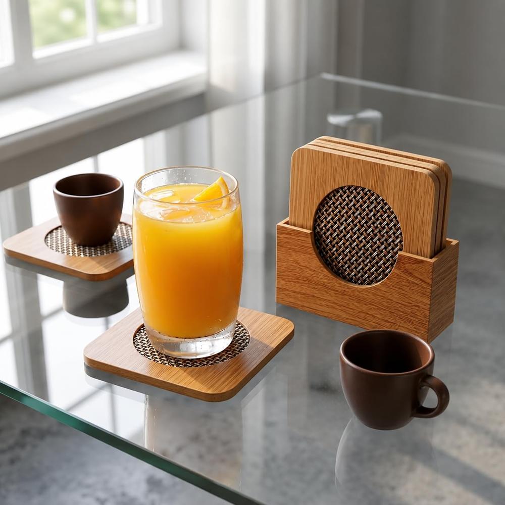 6 PCS WOODEN COASTER