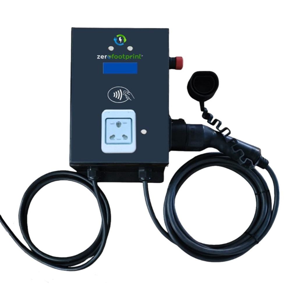 ZeroFootprint 11 kW Hybrid EV Charger - One 7.4 kW Type 2 & One 3.3 kW Socket