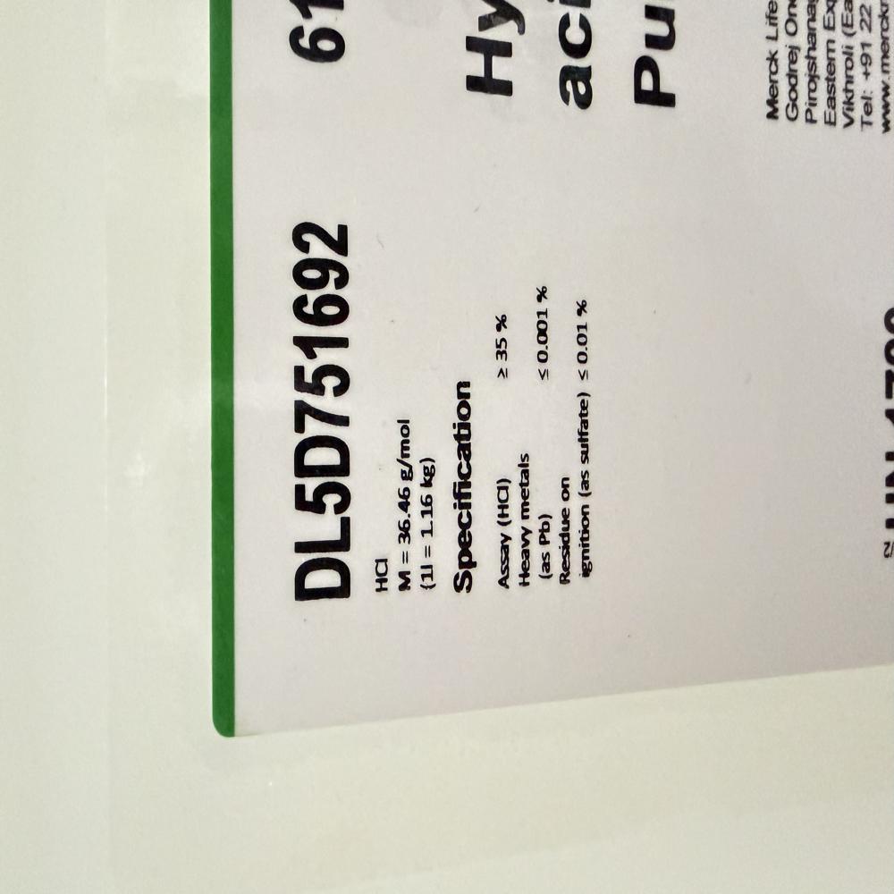 Hydrochloric Acid About 35% Pure 5Ltr