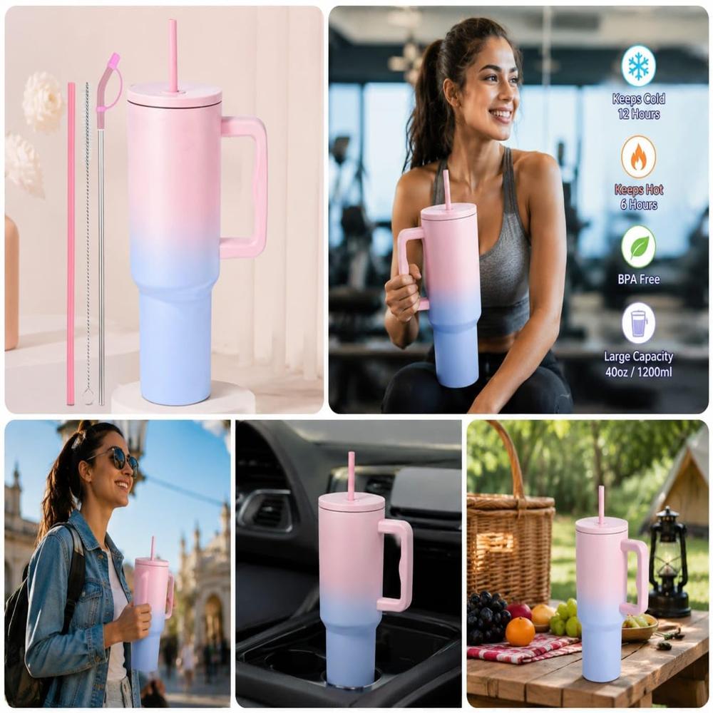 1200 ML HEAVY DUTY TUMBLER WITH STRAW ( CANDY)