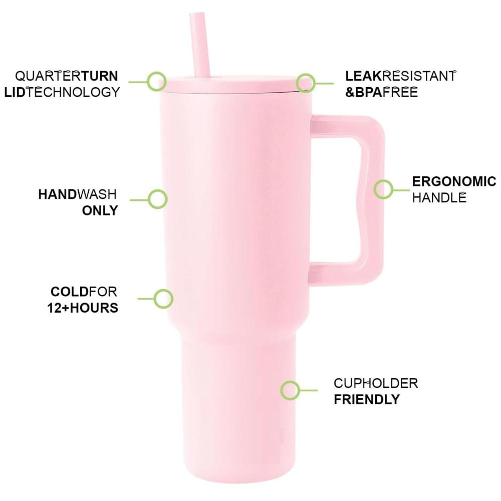 1200 Ml Heavy Duty Tumbler With Straw ( Pink) - Water Resistant: No