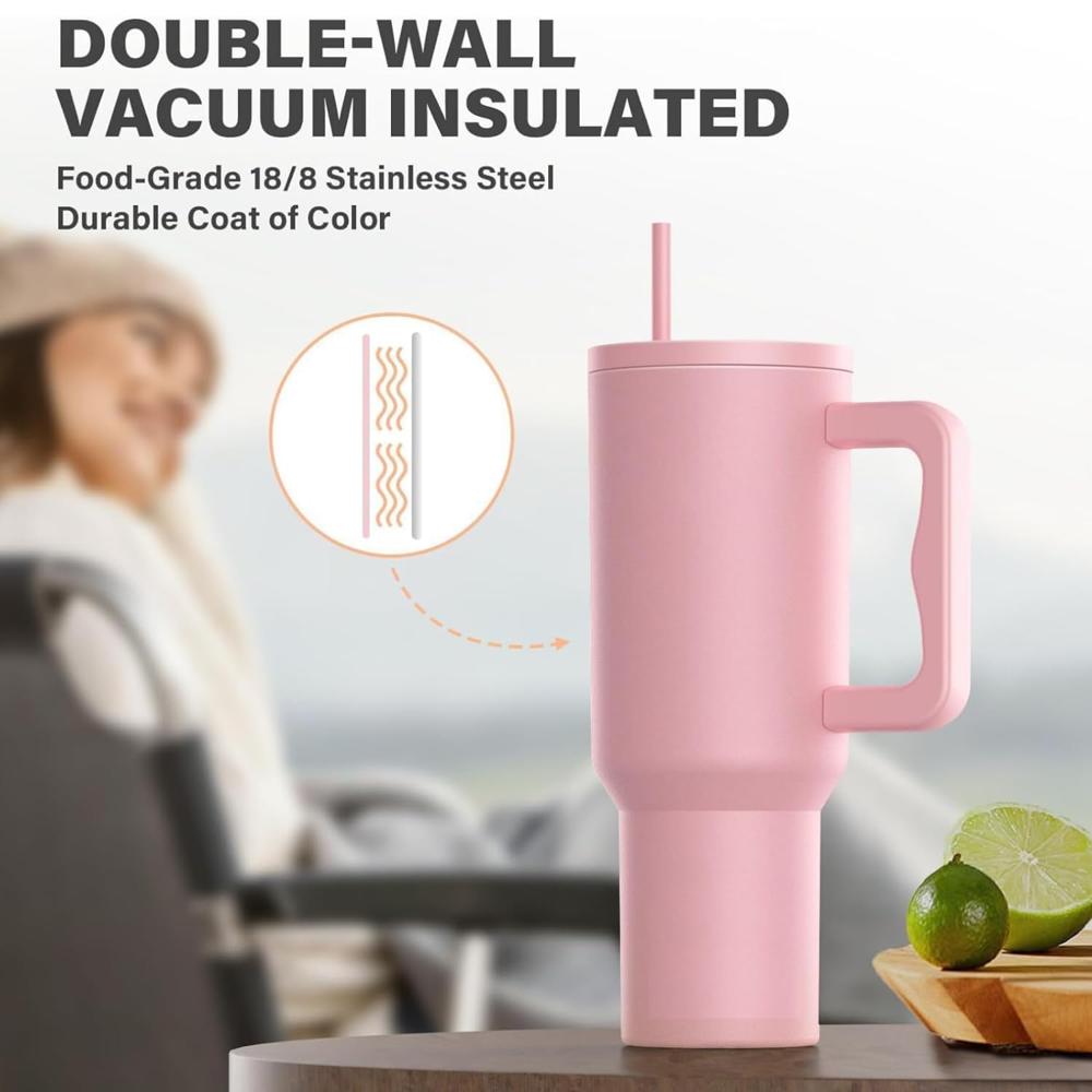 1200 ML HEAVY DUTY TUMBLER WITH STRAW ( PINK)