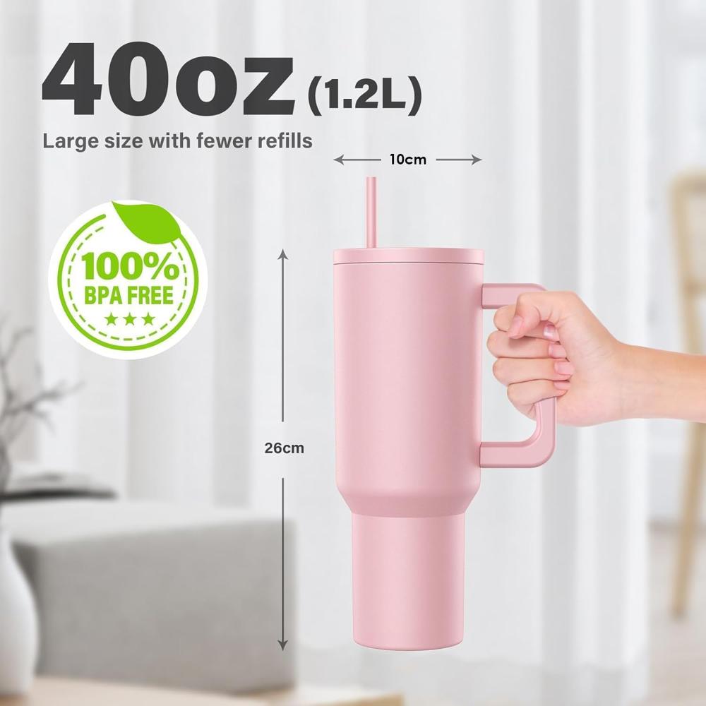 1200 ML HEAVY DUTY TUMBLER WITH STRAW ( PINK)