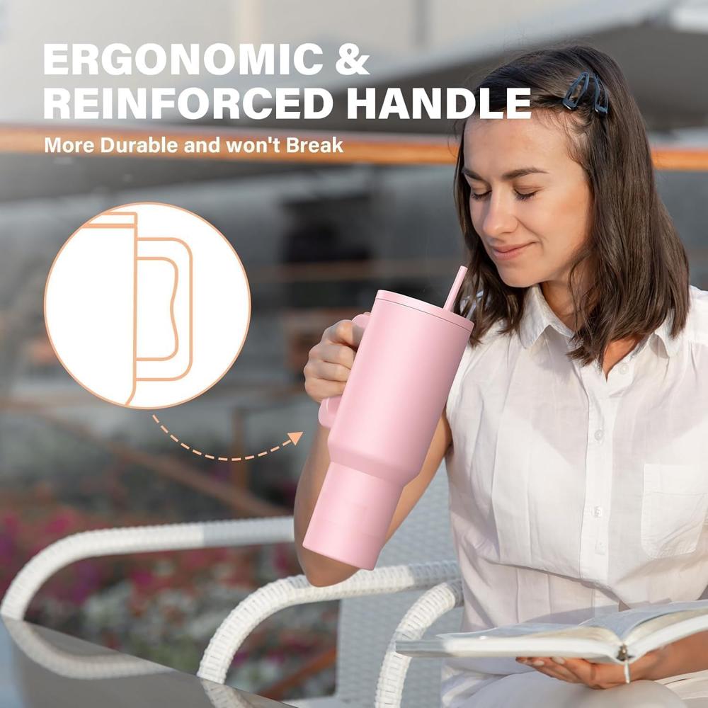 1200 ML HEAVY DUTY TUMBLER WITH STRAW ( PINK)