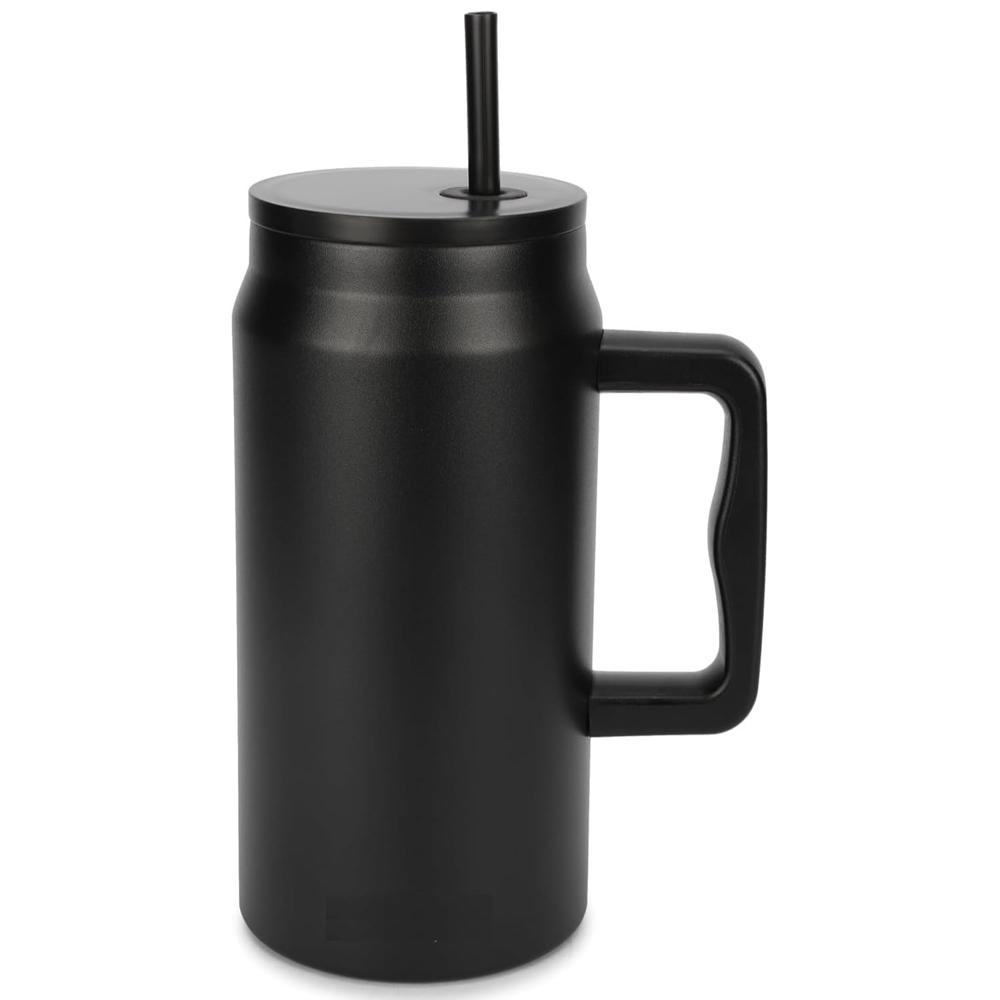 1500 MLMug with Handle and Straw (Black color)