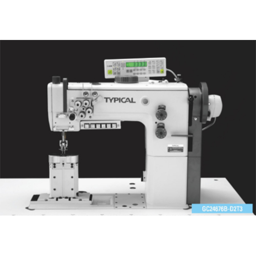 Typical GC24676B-D2T3 Post bed two-needle compound feed lockstitch sewing machine with thread trimmer