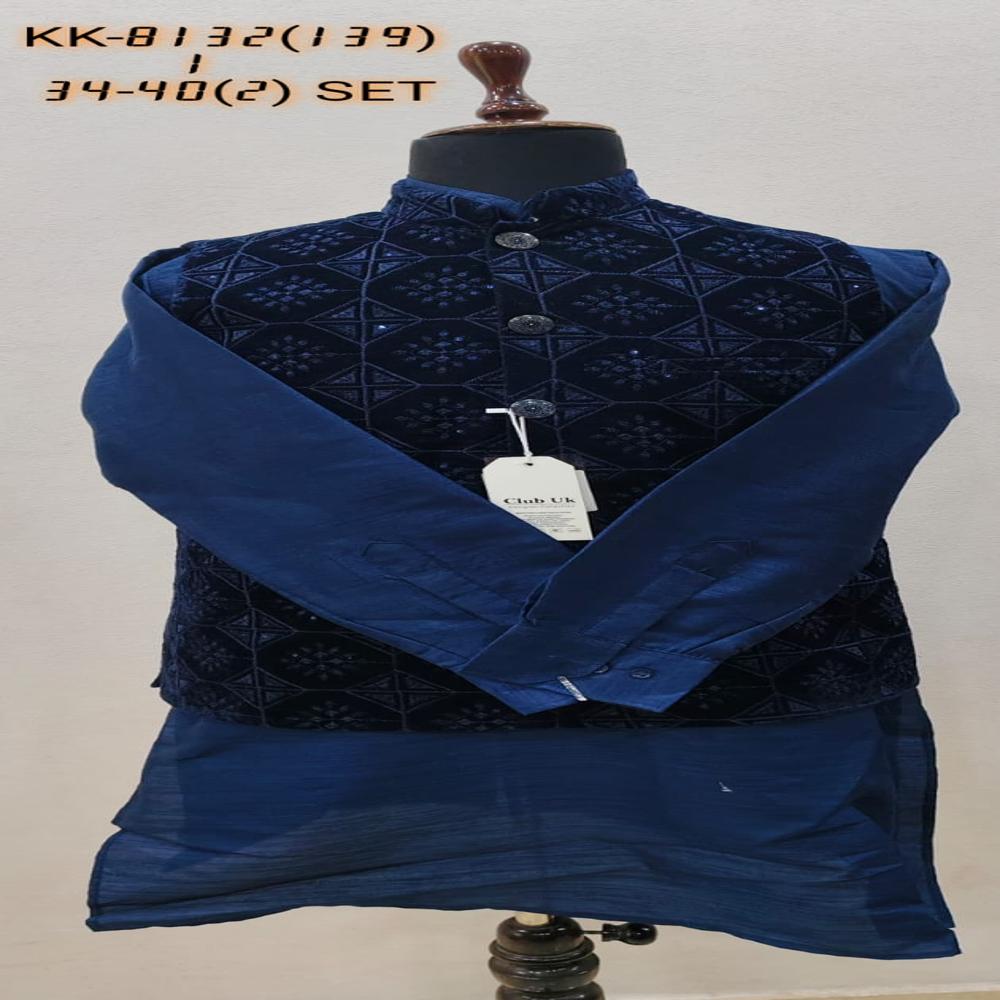Mens Kurta Koti Set with Geometric Floral Pattern