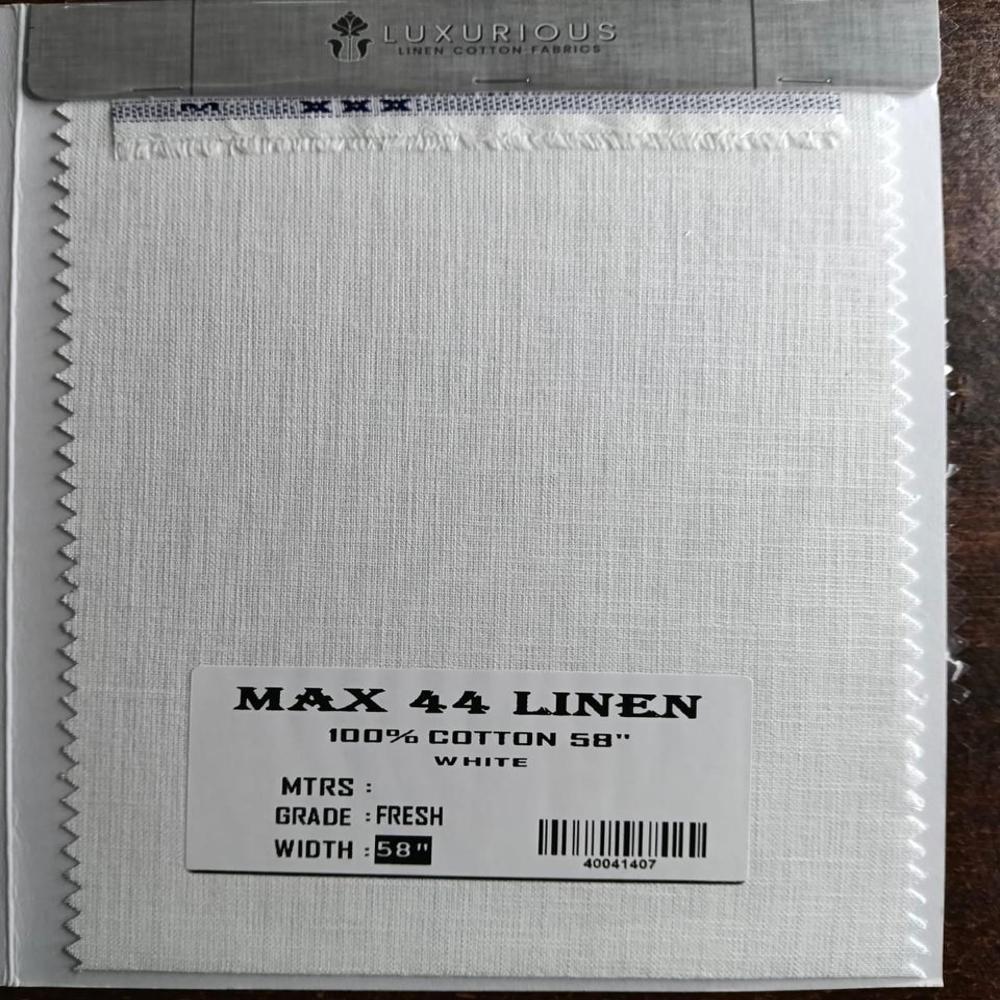 44 Max Cotton Linen Shirting Fabric - Color: White Colour