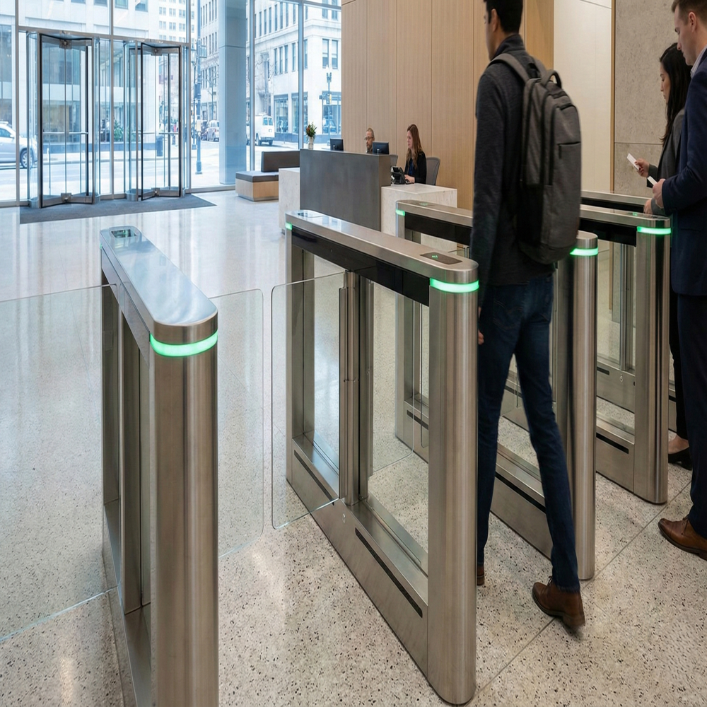 Swing Barriers - Stainless Steel, Customized 550-900 Mm, Brushed Finish | Automatic Sensor Operation, Bidirectional Passage, Emergency Auto-open, Led Indicators