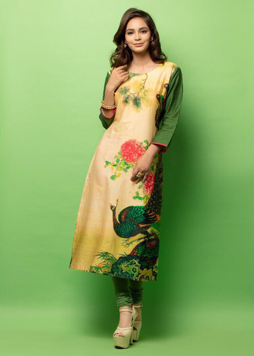 Cotton Printed Kurti - Full Set of 10 Pieces | Multi-Color Bollywood Style, Sizes M to 3XL