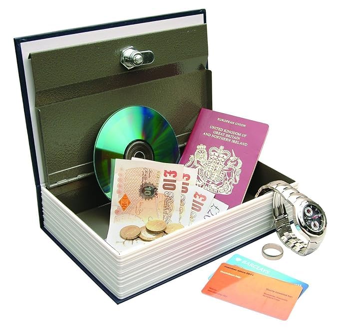 Book Style Jewellery Money Safe Cash Box Locker