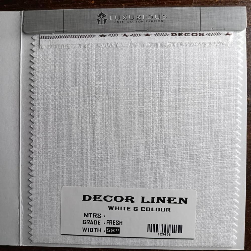 Decor Cotton Linen Shirting Fabric 58 " - Color: White Colour