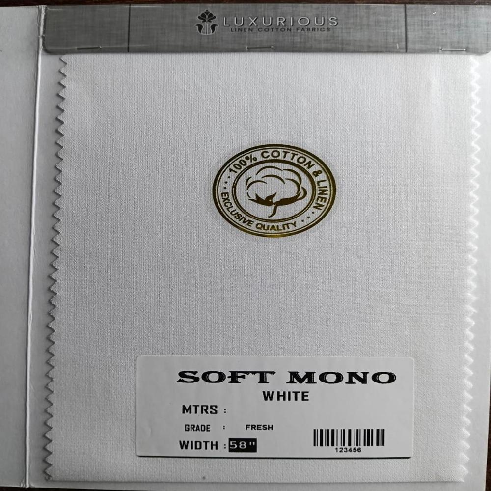 Cotton Linen Shirting Fabric 58" - Color: White Colour
