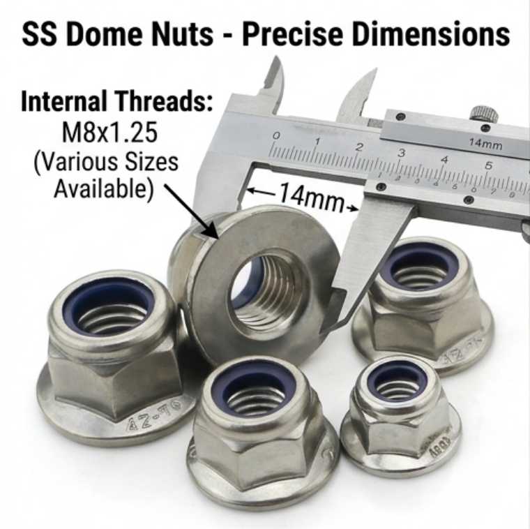 Ss Dome Nut - Stainless Steel Ss304/ss316, M4-m20, Hex Dome, A2/a4 Grade, Non-magnetic, Corrosion Resistant, Reusable, Torque 320 Nm