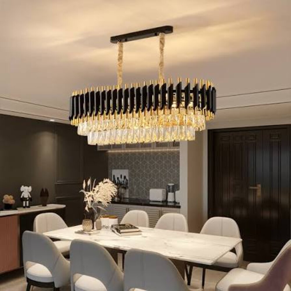 Oval Shape Crystal Chandelier - Light Source: Fluorescent