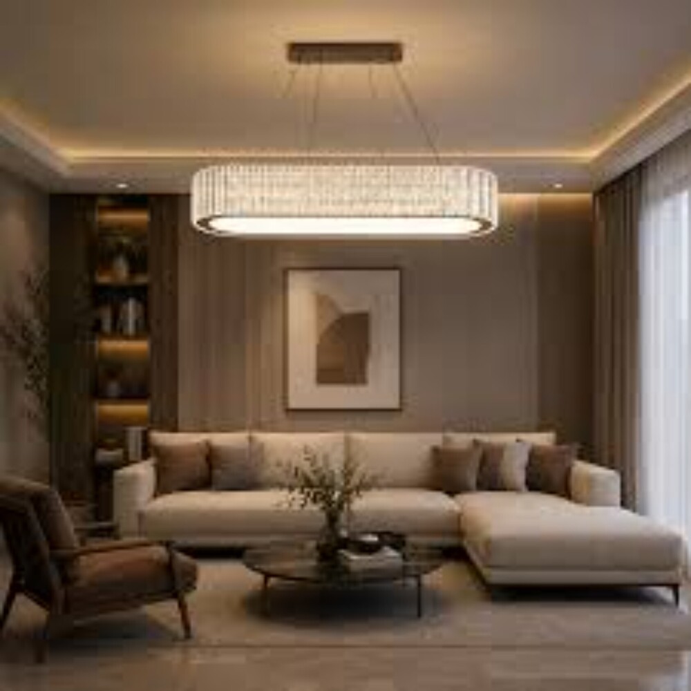 Oval Shape Crystal Chandelier - Light Source: Fluorescent