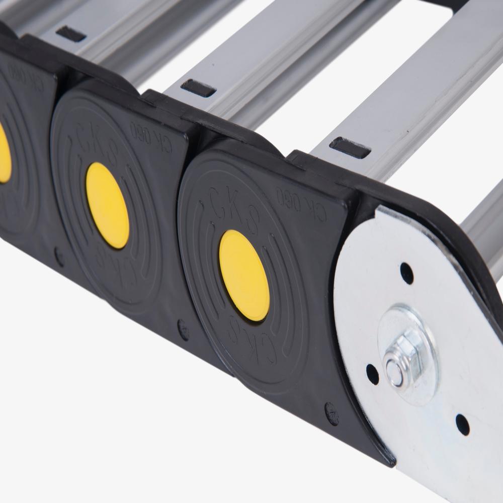 Hybrid Drag Chain - Plastic & Mild Steel, 1 Meter Length, Black & Yellow | High Impact Resistance, Low Noise, Flexible Cable Protection