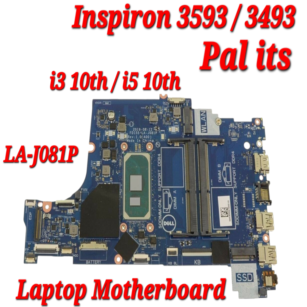 DELL INSPIRON 3593 LA-J081P LAPTOP MOTHERBOARD