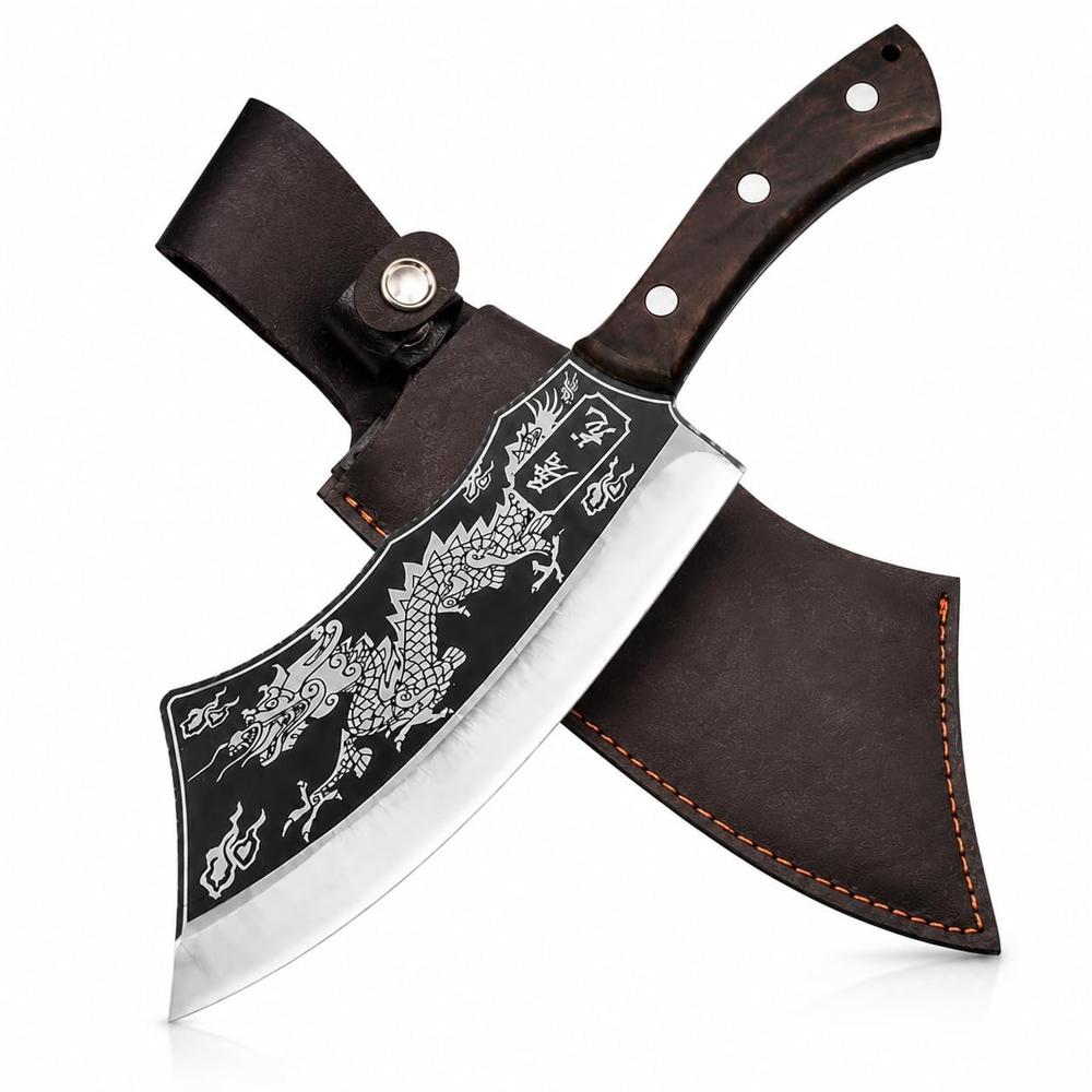 Dragon Engraved Stainless Steel Kitchen Cleaver