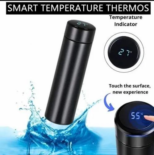 Black LED Temperature Display Water Bottle